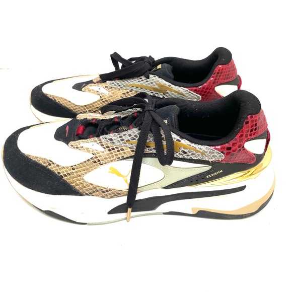 Puma Running System RS Fast Wild Disco Sneakers With Gold Trim & Snakeskin Trim - Picture 1 of 9